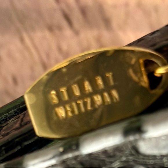 Stuart Weitzman Women’s Black and Grey Embossed Croc Leather Shoulder Bag - Picture 13 of 14